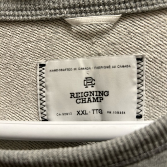 Reigning Champ Gray Sweatshirt, Fully Embroidered, Mens Size XXL - Picture 3 of 6